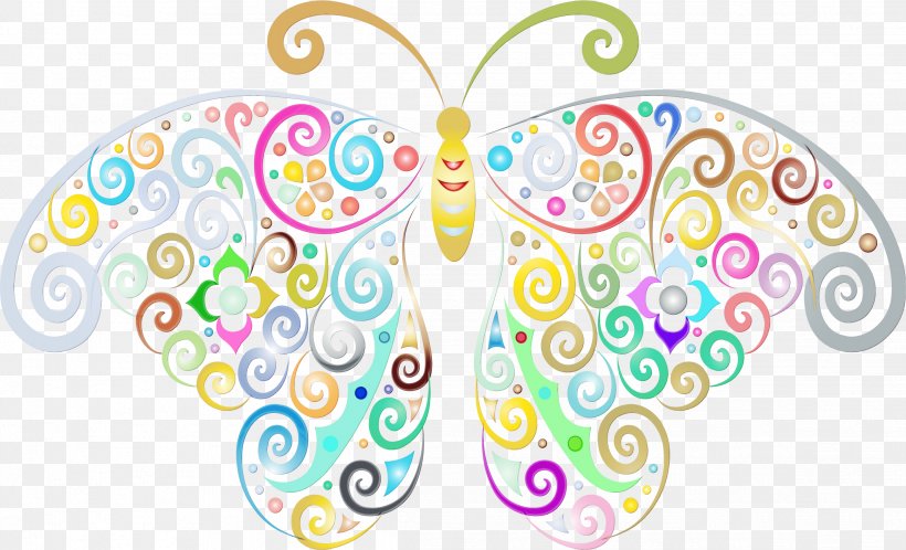 Clip Art Butterfly Wing Pattern Sticker, PNG, 2328x1416px, Watercolor, Butterfly, Paint, Pollinator, Sticker Download Free