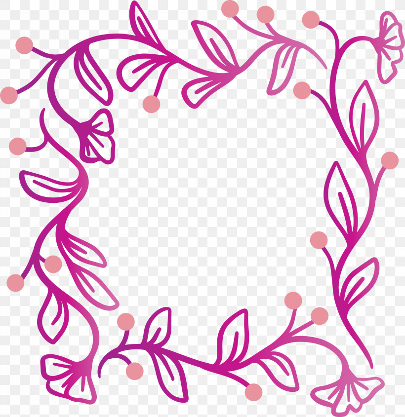 Flourish Frame Flower Frame Spring Frame, PNG, 2911x3000px, Flourish Frame, Floral Design, Flower Frame, Line Art, Magenta Download Free