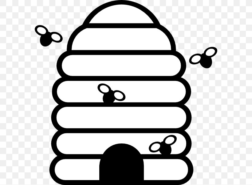 Beehive Honey Bee Clip Art, PNG, 594x601px, Bee, Area, Beehive, Black, Black And White Download Free
