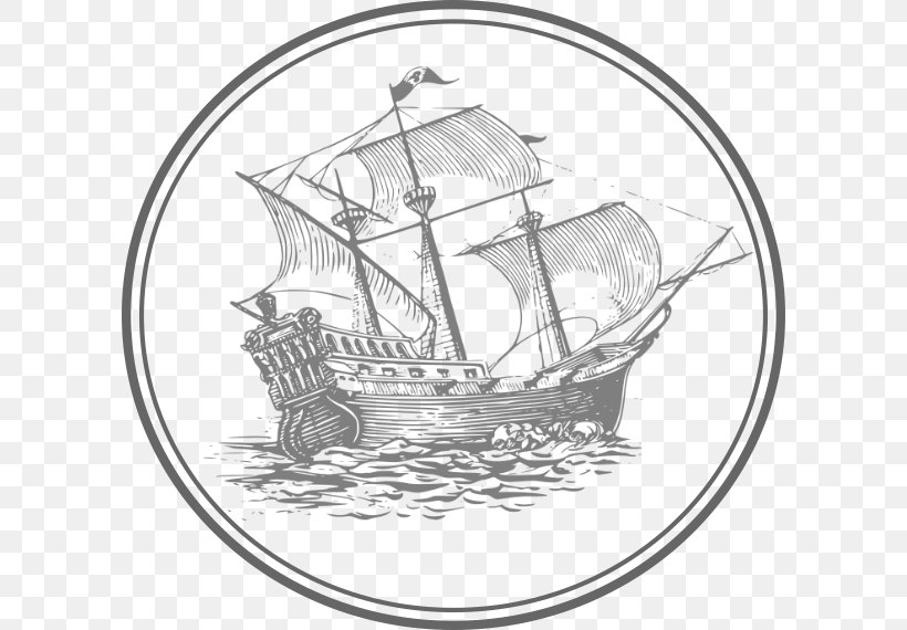 Sailing Ship Pirate Drawing Clip Art, PNG, 600x570px, Sailing Ship, Artwork, Black And White, Boat, Caravel Download Free