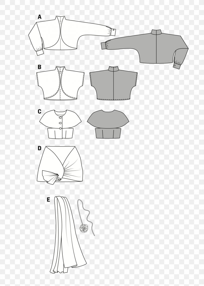 Clothing Burda Style Shrug Stola Pattern, PNG, 1286x1800px, Clothing, Area, Arm, Artwork, Black Download Free