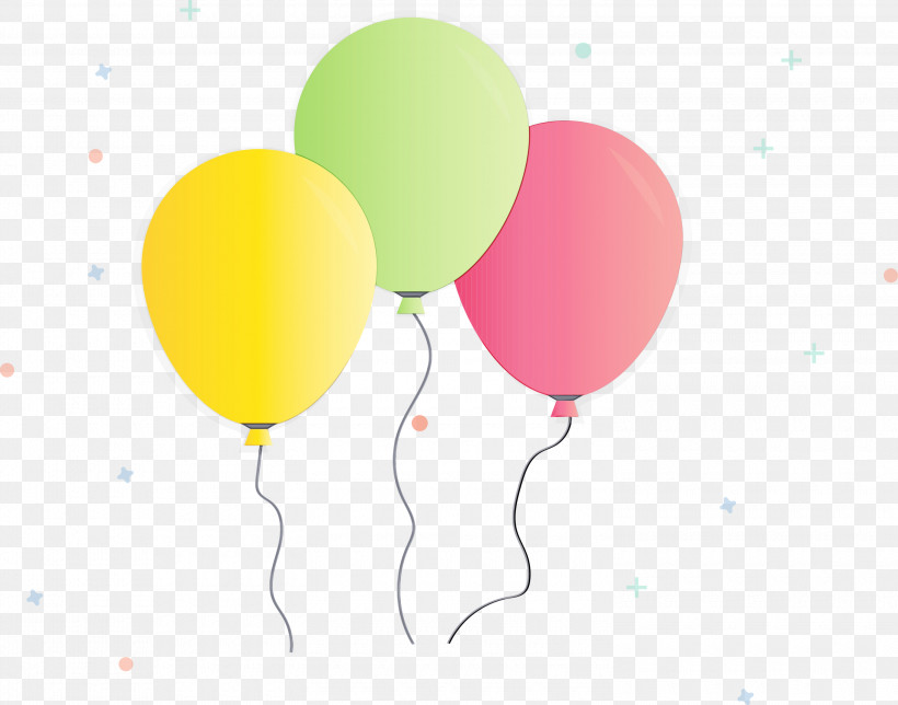 Balloon Yellow Party Supply, PNG, 3000x2358px, Birthday, Balloon, Paint, Party Supply, Watercolor Download Free