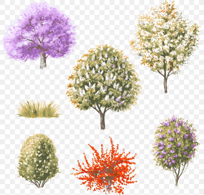 Hand-painted Watercolor Tree Vector Material, PNG, 800x784px, Tree, Art, Artificial Flower, Cut Flowers, Drawing Download Free