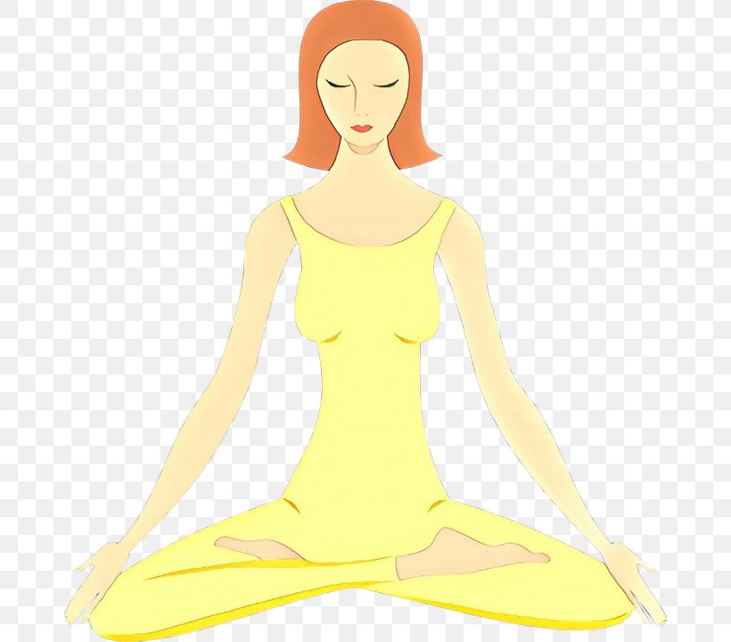 Meditation Yoga Physical Fitness Sitting Yellow, PNG, 676x720px, Cartoon, Balance, Kneeling, Leg, Meditation Download Free
