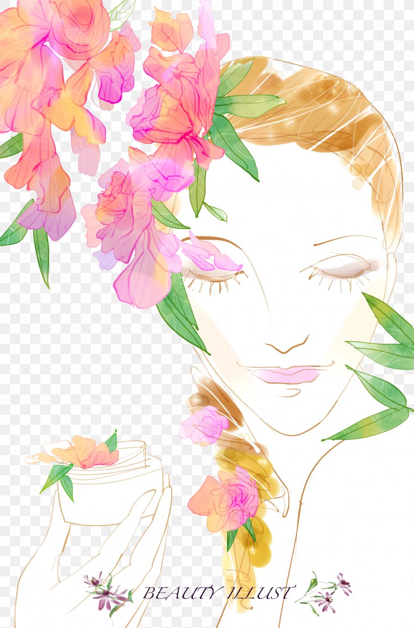 Beauty Woman Creative Flower, PNG, 2027x3071px, Poster, Advertising, Art, Beauty, Cartoon Download Free