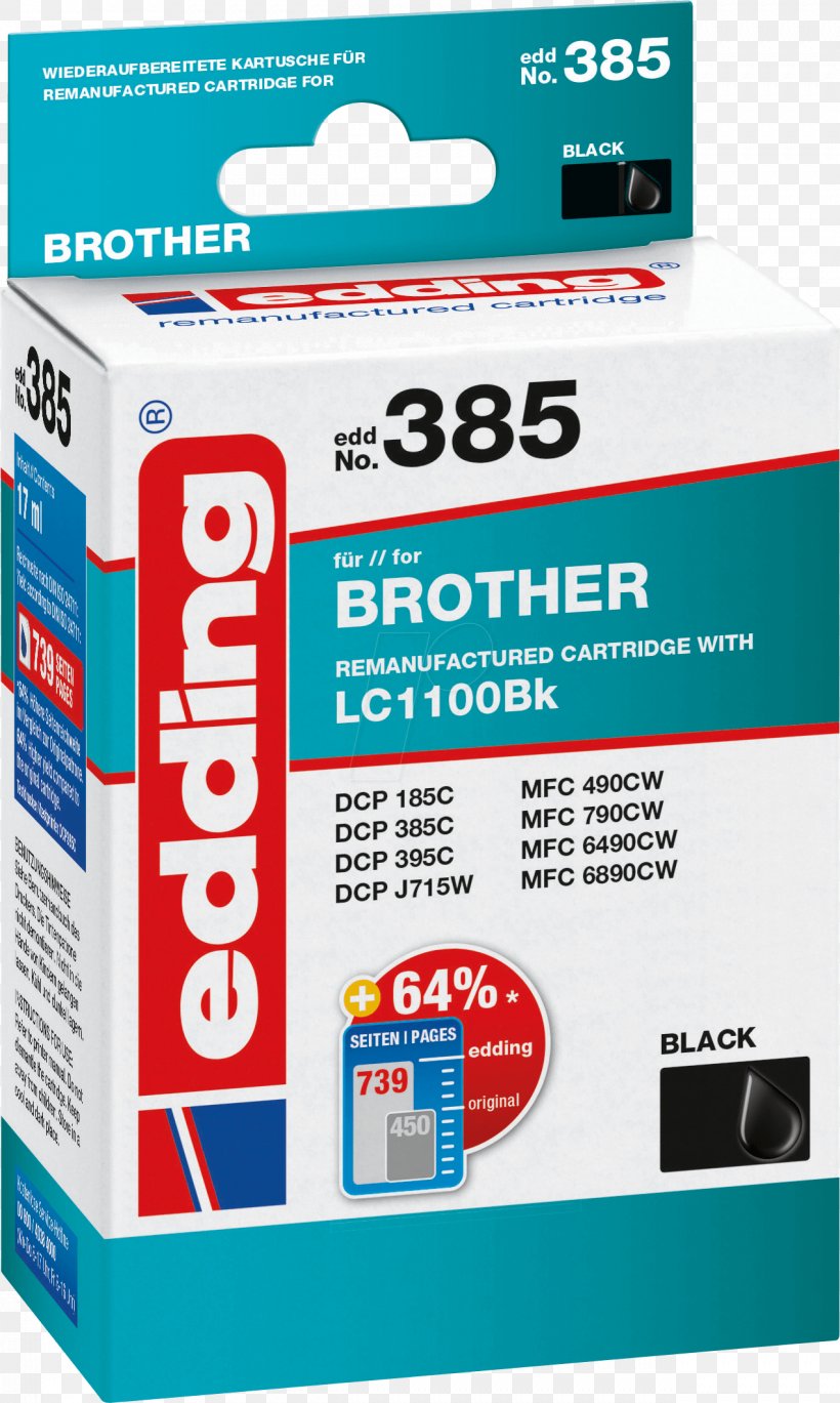 Ink Cartridge Inkjet Printing Brother Industries Brother LC-1100 BK Black Hardware/Electronic, PNG, 1271x2122px, Ink Cartridge, Black, Brand, Brother Industries, Edding Download Free