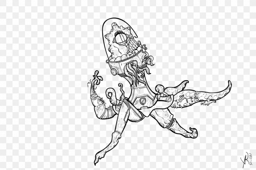 Line Art Drawing Painting Squid Cartoon, PNG, 1280x853px, Line Art, Art, Artwork, Astronaut, Black And White Download Free