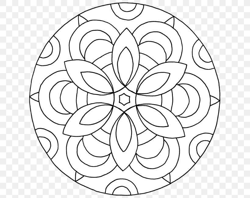 Mandala Coloring Book Sacred Geometry Elementary School Circle, PNG, 650x650px, Mandala, Adult, Area, Black And White, Color Download Free