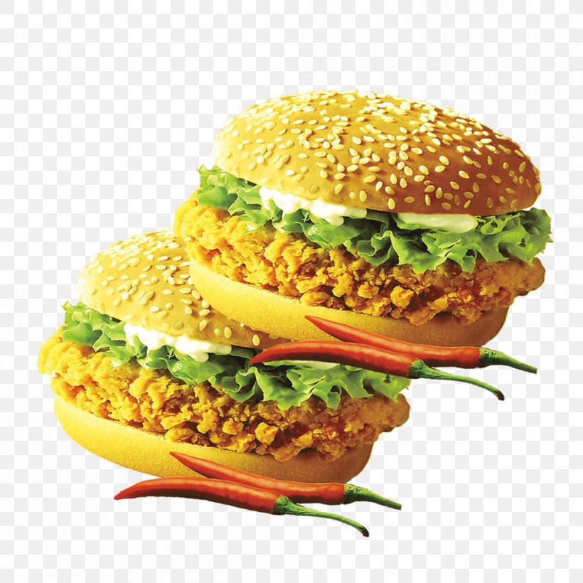 Hamburger Cheeseburger KFC Fast Food French Fries, PNG, 1000x1000px, Hamburger, American Food, Breakfast Sandwich, Buffalo Burger, Cheeseburger Download Free