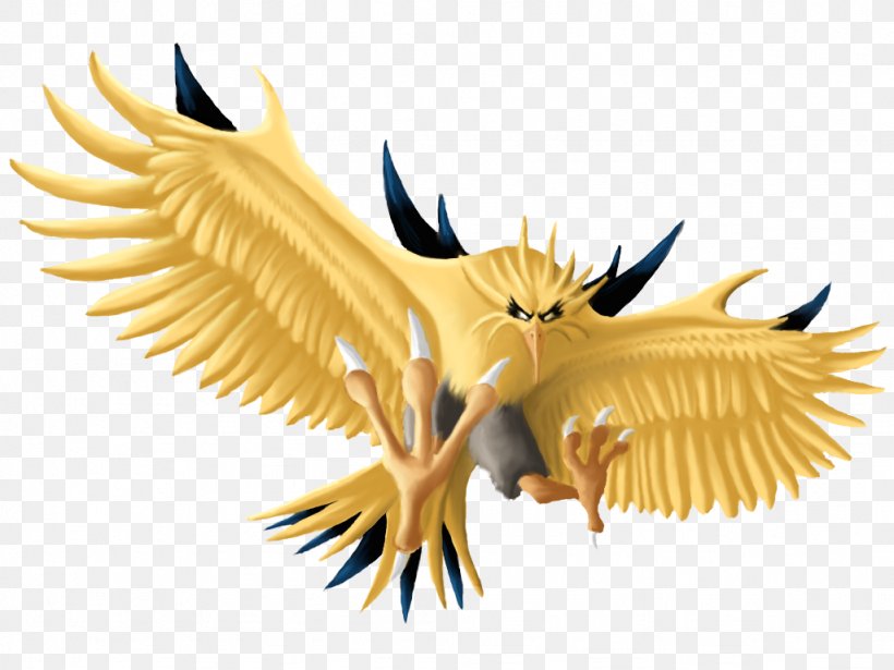Zapdos Pokémon GO Moltres Articuno, PNG, 1024x768px, Zapdos, Art, Articuno, Beak, Bird Download Free