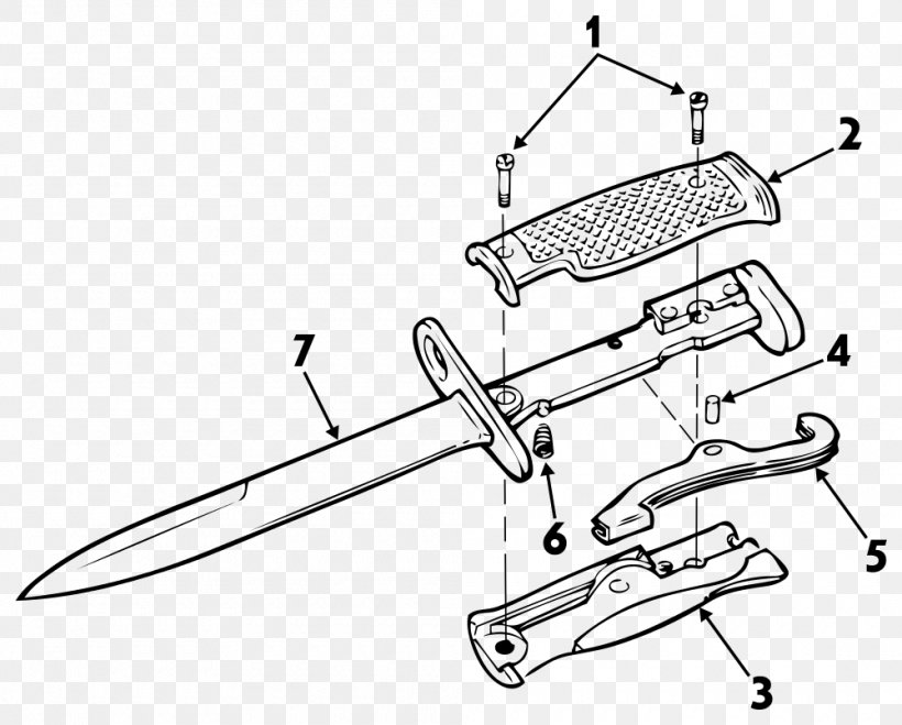 Knife Exploded-view Drawing M6 Bayonet Diagram, PNG, 1000x804px, Knife, Arm, Artwork, Auto Part, Bayonet Download Free