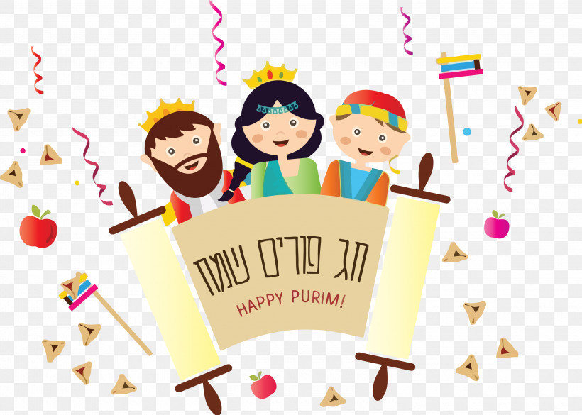 Purim Jewish Holiday, PNG, 3000x2141px, Purim, Cartoon, Celebrating, Happy, Holiday Download Free