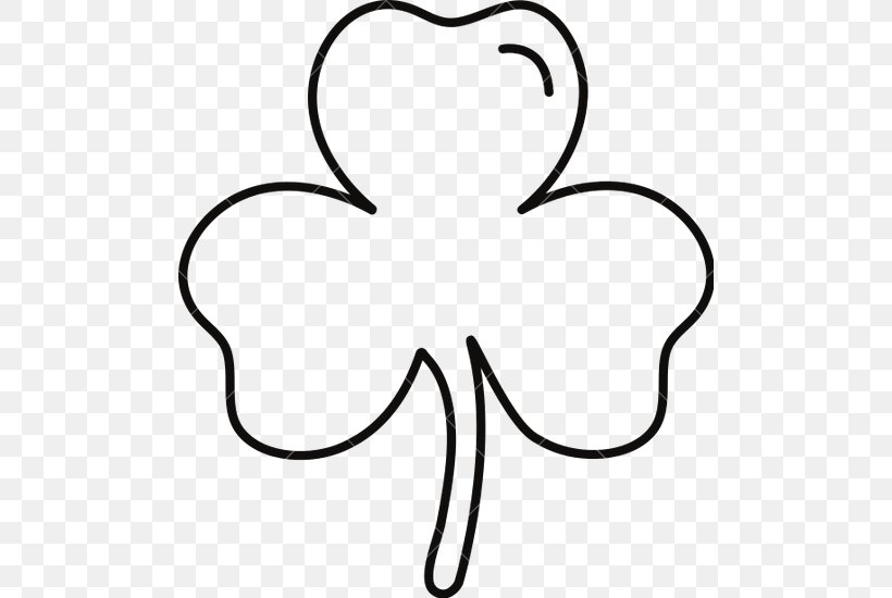 Shamrock Four-leaf Clover Saint Patrick's Day Clip Art, PNG, 492x550px, Shamrock, Area, Artwork, Black, Black And White Download Free