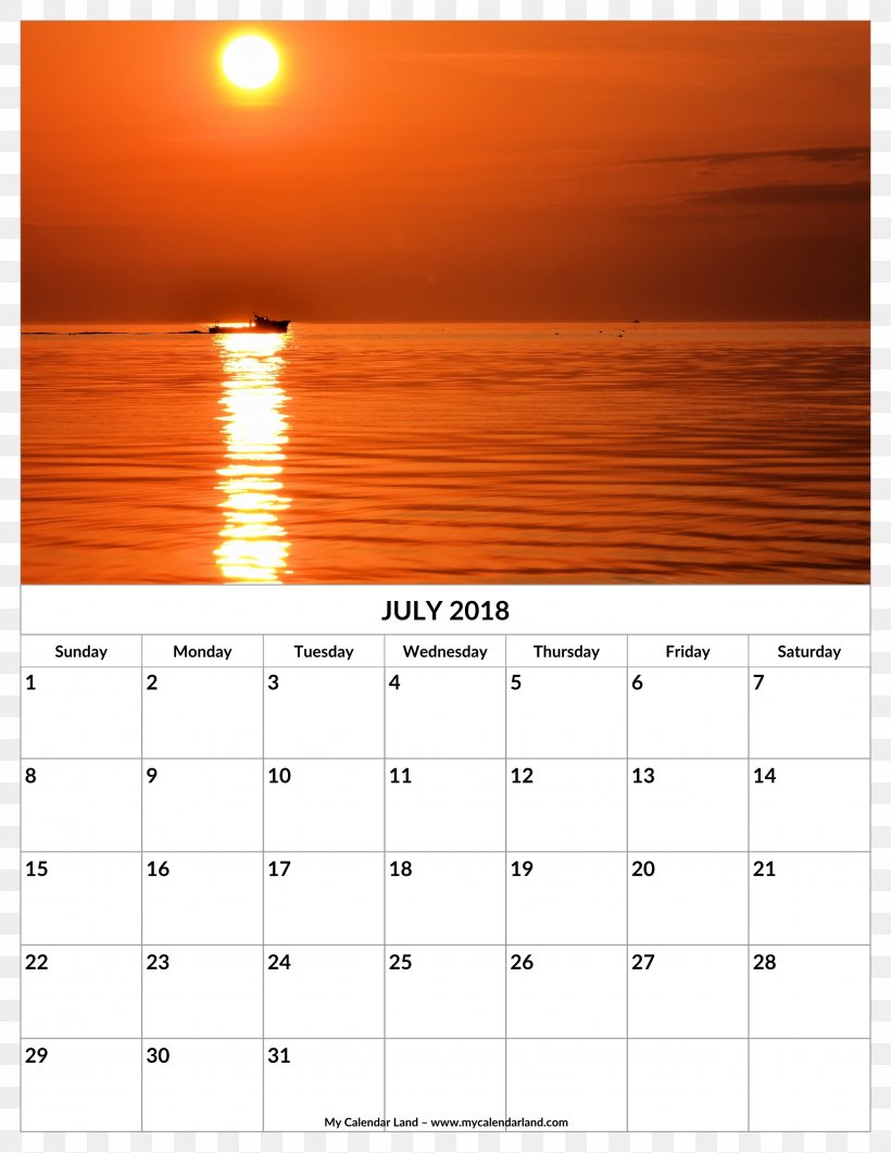 Calendar 0 July August June, PNG, 2550x3300px, 2018, Calendar, August, Beach, Fairy Tale Download Free