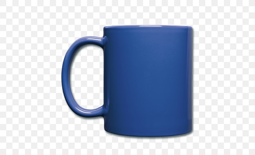 Coffee Cup Mug Ceramic T-shirt, PNG, 500x500px, Coffee, Blue, Ceramic, Cobalt Blue, Coffee Cup Download Free