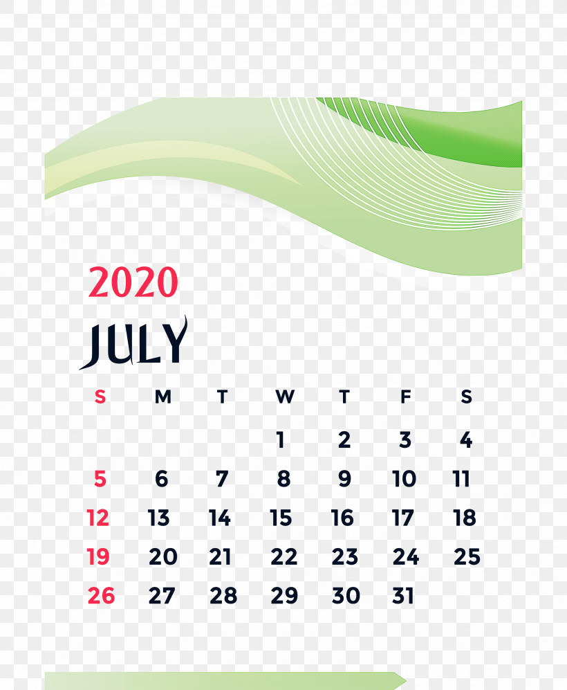 July 2020 Printable Calendar July 2020 Calendar 2020 Calendar, PNG, 2465x3000px, 2020 Calendar, July 2020 Printable Calendar, Calendar System, Green, July 2020 Calendar Download Free