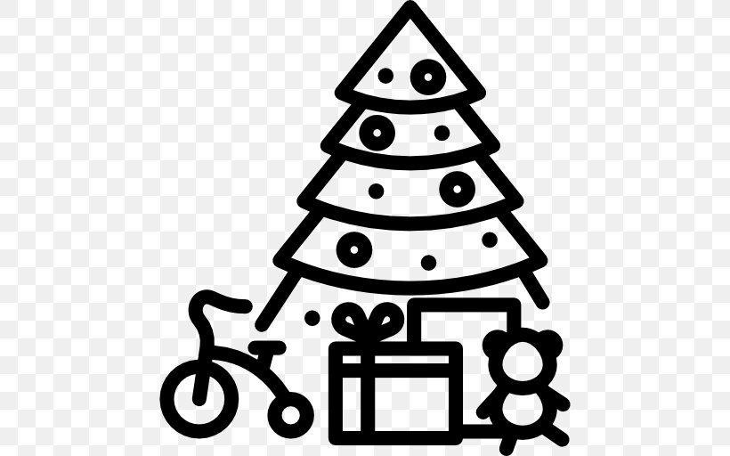 Christmas Tree White Clip Art, PNG, 512x512px, Christmas Tree, Artwork, Black And White, Christmas, Christmas Decoration Download Free