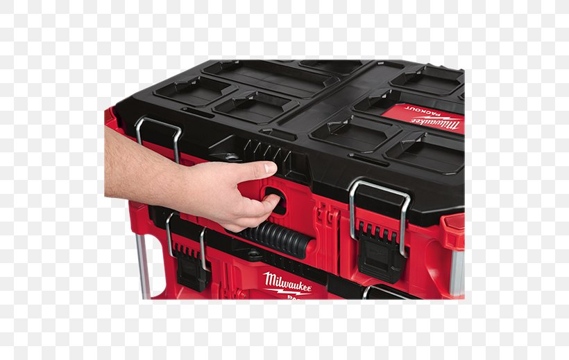 Milwaukee 48-22-8424 PACKOUT Tool Box Milwaukee 22 In. Packout Modular Tool Box Storage System Tool Boxes Milwaukee Electric Tool Corporation, PNG, 520x520px, Tool Boxes, Automotive Exterior, Box, Diy Store, Handle Download Free
