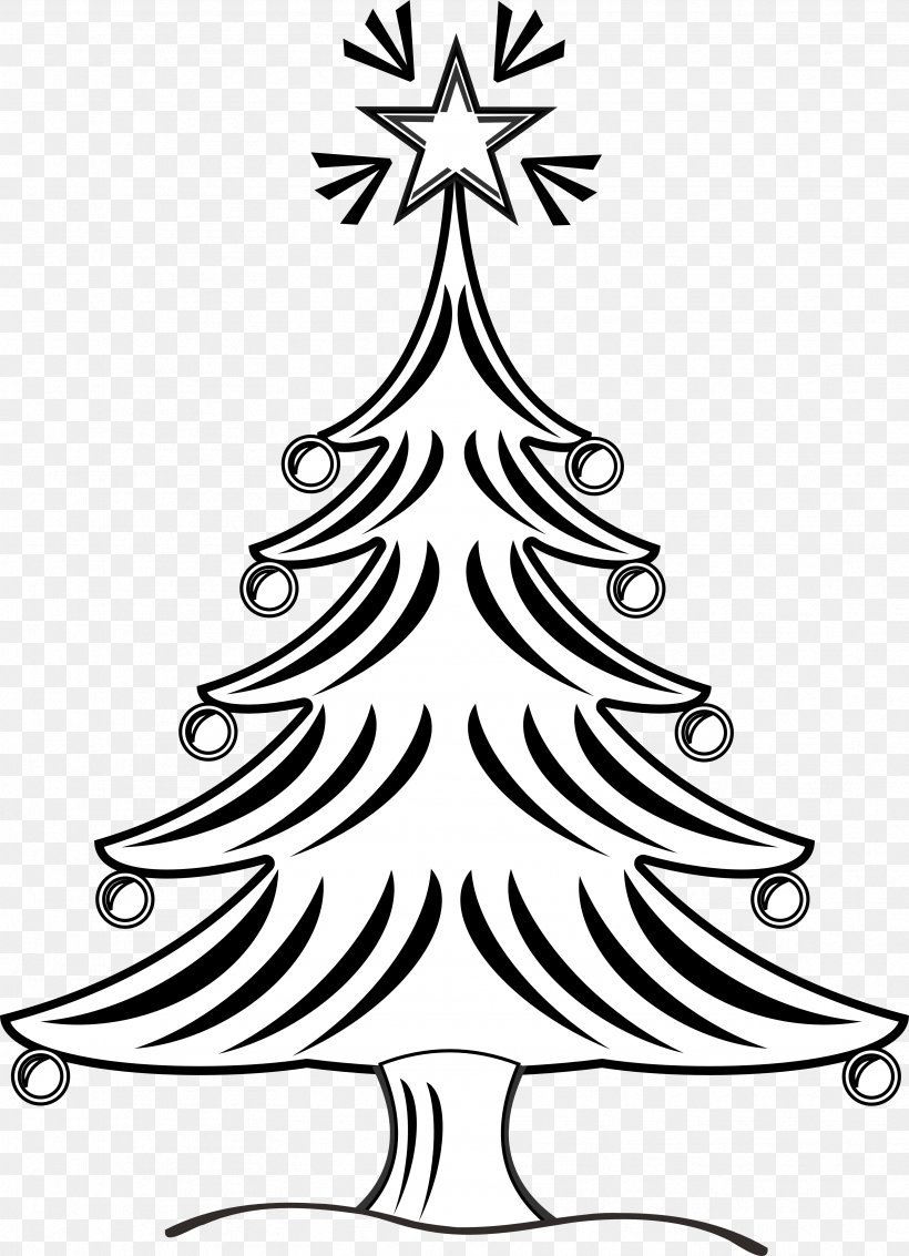 christmas tree drawing black and white