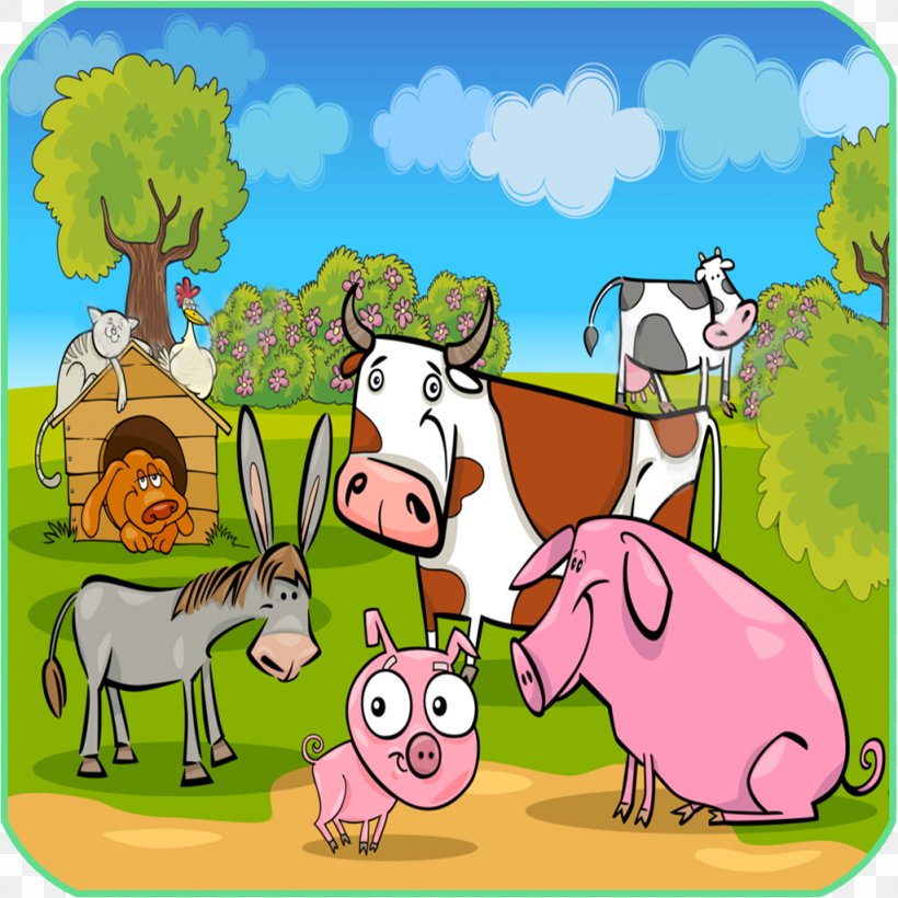 Pig Child Educational Game Farm, PNG, 1024x1024px, Pig, Animal, Art, Cartoon, Cattle Download Free