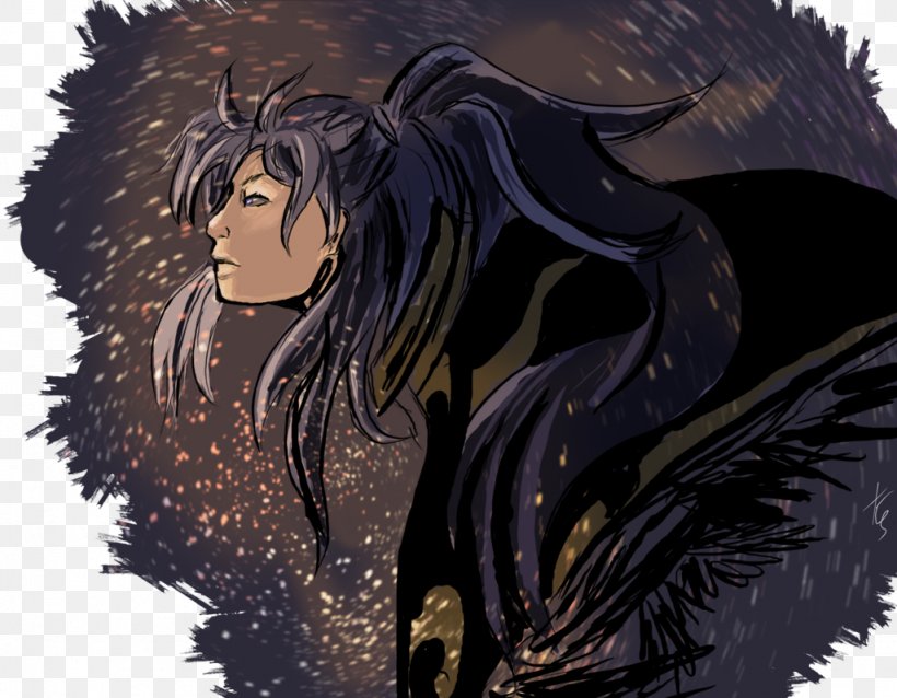 Demon Mythology Black Hair Illustration Desktop Wallpaper, PNG, 1024x797px, Watercolor, Cartoon, Flower, Frame, Heart Download Free