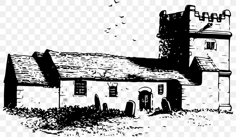 Towednack Church Clip Art, PNG, 800x478px, Church, Art, Black And White, Building, Cartoon Download Free