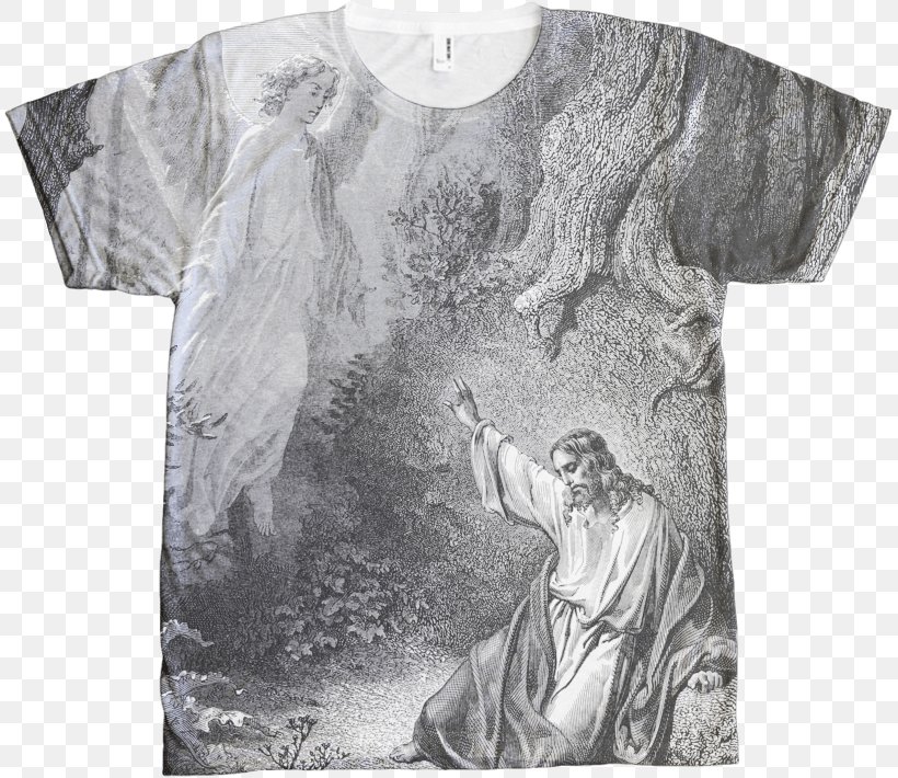 T-shirt Mount Of Olives Agony In The Garden /m/02csf White, PNG, 811x710px, Tshirt, Agony In The Garden, Art, Black And White, Clothing Download Free