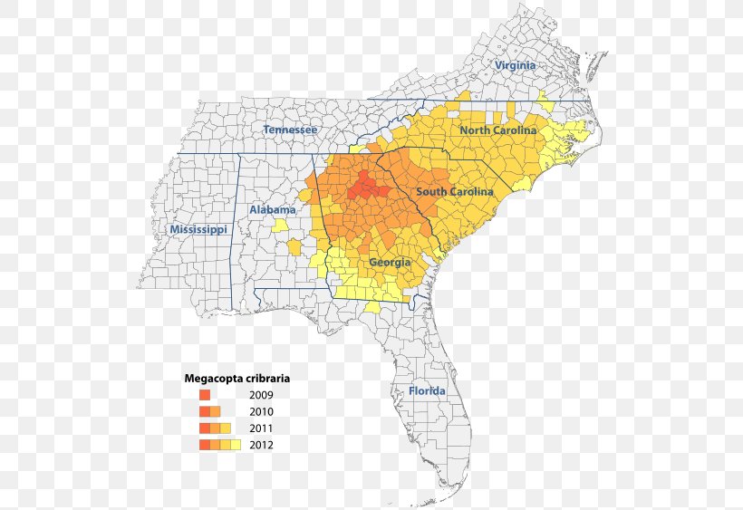 Megacopta Cribraria Brown Marmorated Stink Bug Kudzu Insect United States Of America, PNG, 526x563px, Brown Marmorated Stink Bug, Area, Insect, Kudzu, Map Download Free