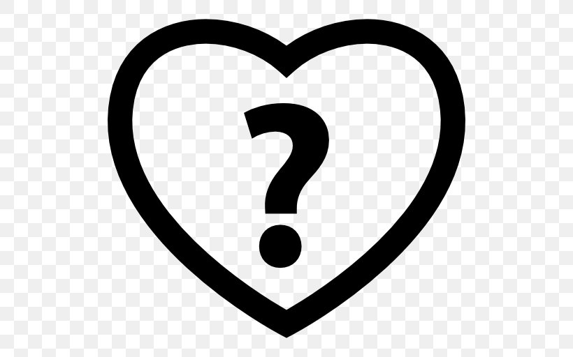 Question Mark Heart Clip Art, PNG, 512x512px, Question Mark, Area, Black And White, Heart, Love Download Free