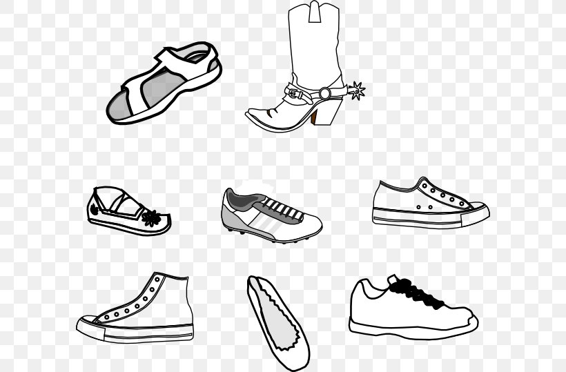 Shoe Sneakers Clip Art, PNG, 600x539px, Shoe, Area, Black And White, Boot, Brand Download Free
