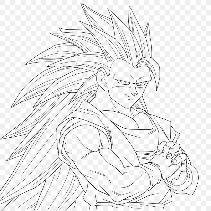 Goku Majin Buu Trunks Gohan Vegeta, PNG, 4100x4100px, Goku, Arm, Artwork, Black, Black And White Download Free