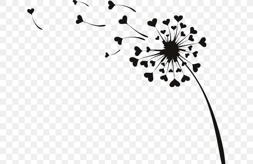 Wall Decal Common Dandelion Sticker Heart, PNG, 800x533px, Wall Decal, Black, Black And White, Branch, Color Download Free