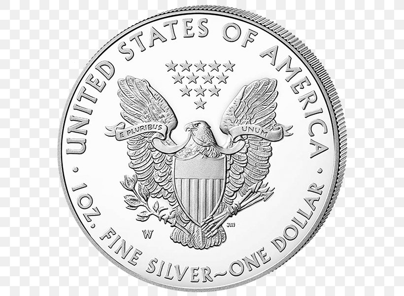 American Silver Eagle Proof Coinage United States Mint Kennedy Half Dollar, PNG, 600x600px, American Silver Eagle, Black And White, Bullion Coin, Coin, Coin Set Download Free