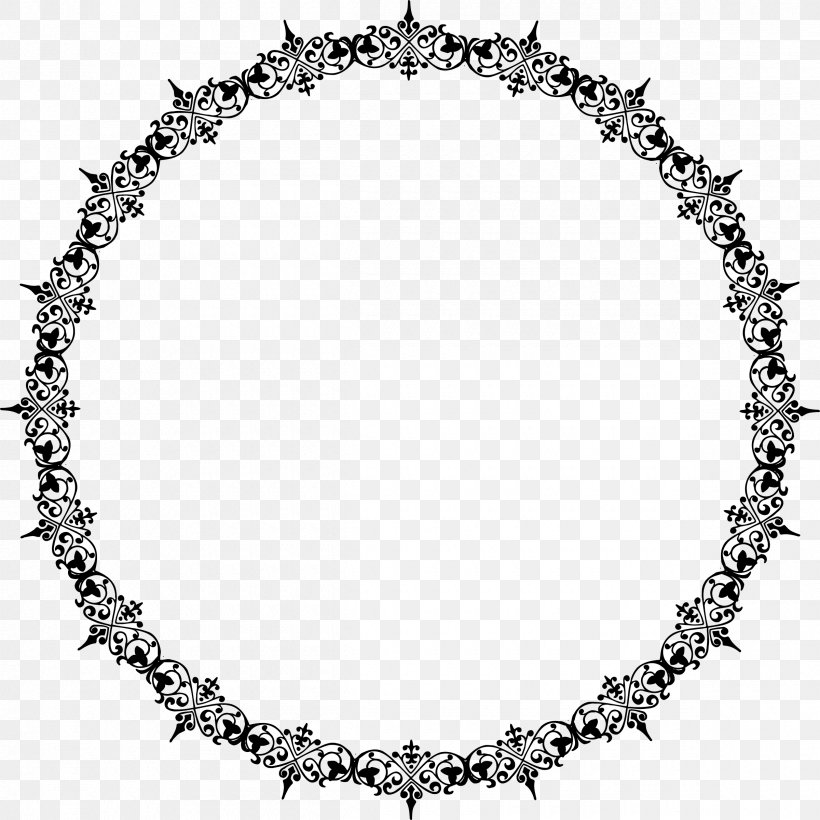 Borders And Frames Flower Floral Design Clip Art, PNG, 2400x2400px, Borders And Frames, Anklet, Black And White, Body Jewelry, Chain Download Free