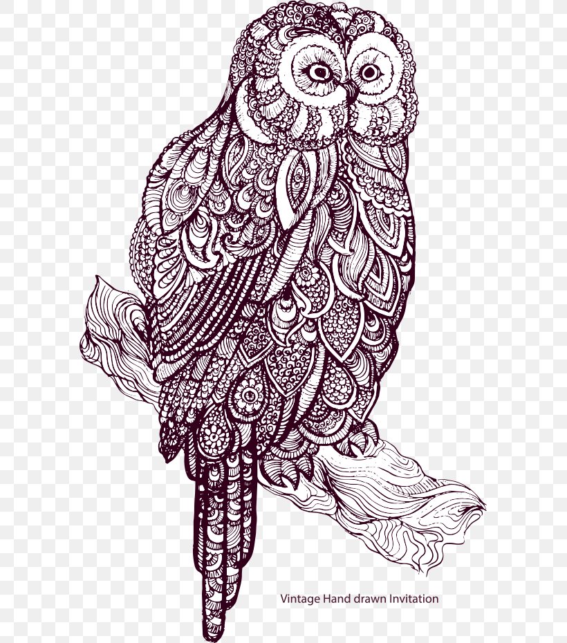 Owl Drawing Royalty-free Illustration, PNG, 589x930px, Watercolor, Cartoon, Flower, Frame, Heart Download Free