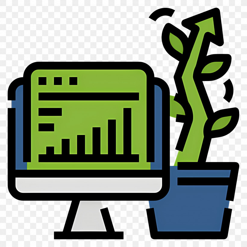 Technology Grow - Computer And Plant Illustration For Growth Concept PNG