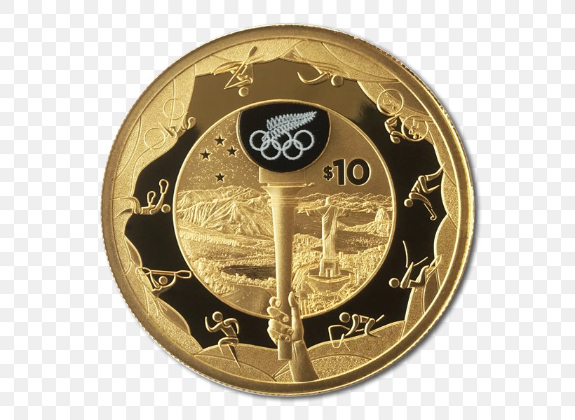Coin Gold Rio De Janeiro New Zealand 2016 Summer Olympics, PNG, 600x600px, Coin, Fineness, Gold, Gold As An Investment, Gold Coin Download Free