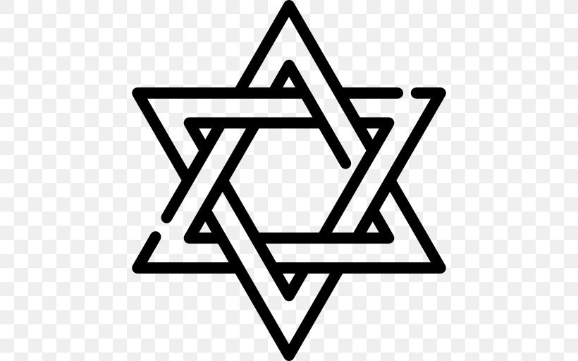 Star Of David Judaism Hexagram Symbol, PNG, 512x512px, Star Of David, Area, Black, Black And White, Brand Download Free