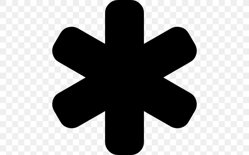 Asterisk Symbol, PNG, 512x512px, Asterisk, Black And White, Bracket, Character, Cross Download Free