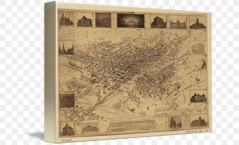 Denver Gallery Wrap Canvas Map Art, PNG, 650x497px, Denver, Antique, Art, Canvas, City Download Free