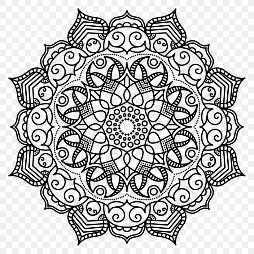 Mandala Coloring Book Meditation Pattern, PNG, 1000x1000px, Mandala, Area, Art, Black And White, Buddhism Download Free