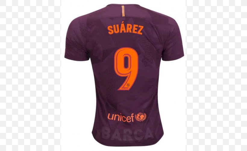 Sports Fan Jersey T-shirt SUAREZ #9 Barcelona 3rd Third 2017-2018 Men Jersey Football Soccer Uniform, PNG, 500x500px, Sports Fan Jersey, Active Shirt, Brand, Clothing, Football Download Free