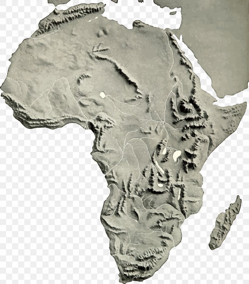 Africa Terrain Raised-relief Map Reliefkarte, PNG, 2105x2400px, Africa, Black And White, Geography, Head, Jaw Download Free