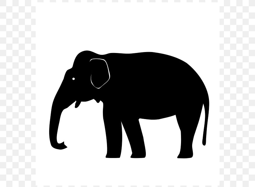 Asian Elephant African Elephant Clip Art, PNG, 600x600px, Asia, African Elephant, Asian Elephant, Black And White, Drawing Download Free