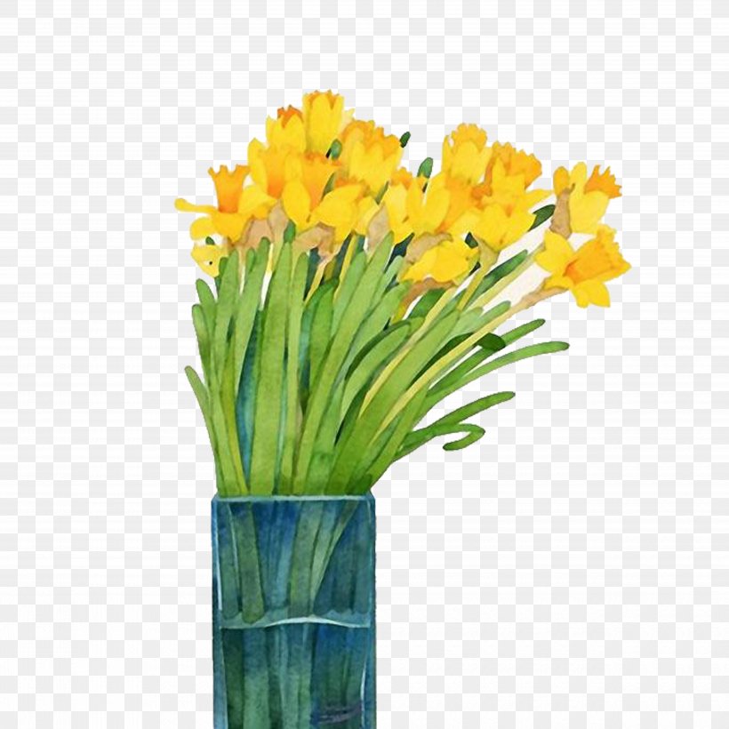 Narcissus Watercolor Painting Daffodil, PNG, 5000x5000px, Narcissus, Art, Artificial Flower, Color, Cut Flowers Download Free