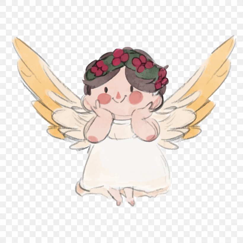 Watercolor Painting Angel, PNG, 3333x3333px, Watercolor, Cartoon, Flower, Frame, Heart Download Free