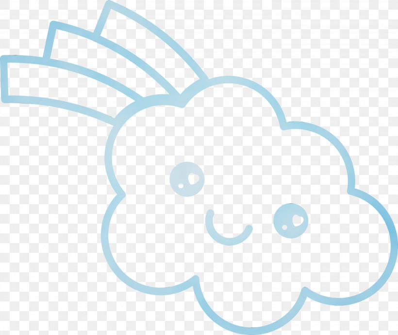 White Blue Head Line Smile, PNG, 3000x2521px, Cute Cloud, Blue, Cartoon Cloud, Circle, Ear Download Free