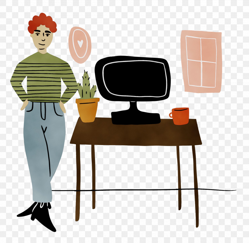 Drawing Desk Painting Paper Cartoon, PNG, 2500x2436px, At Home, Cartoon, Chair, Desk, Drawing Download Free