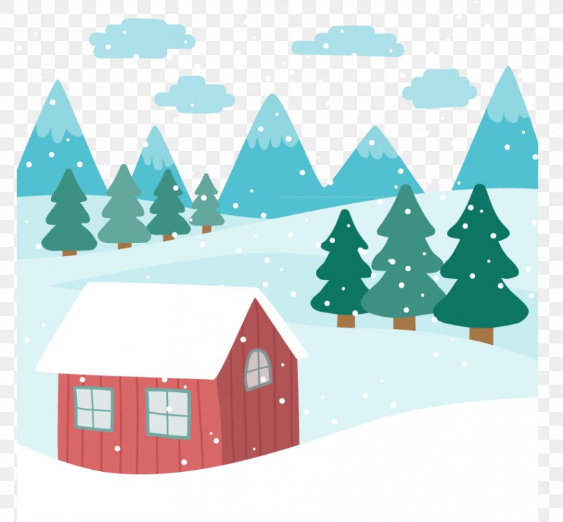 Landscape Euclidean Vector Snow House, PNG, 864x801px, Landscape, Christmas, Christmas Decoration, Christmas Ornament, Christmas Tree Download Free
