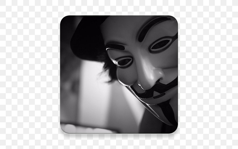 Guy Fawkes Mask Anonymous Desktop Wallpaper, PNG, 512x512px, Guy Fawkes, Android, Anonymous, Black And White, Eyewear Download Free